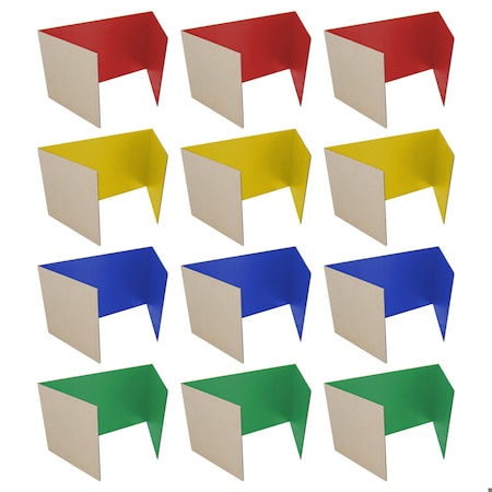 Flipside 12in X 48in Study Carrel Primary Color Assortment Corrugated Bulk, 12PK 61245